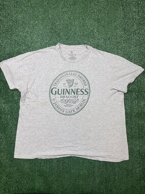 Guinness T Shirt Men's Size 2XL Gray Short Sleeve Cotton Casual Draught Logo Tee